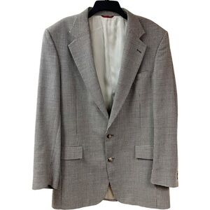 Vintage JOS A BANK Mens Houndstooth Single Breast Suit Jacket Blazer 42 XL Wool